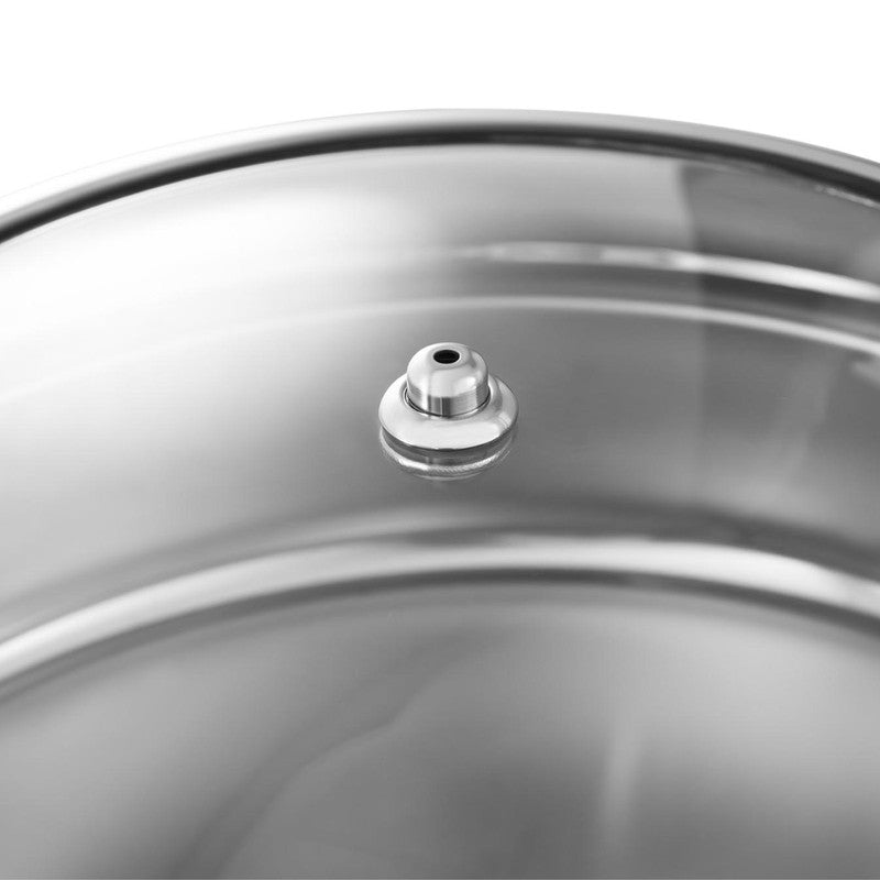 Stoofpan – Braadpan – Warmhoudpan – Kookpan – Buffetpan – RVS – 5,5 Liter Inhoud – Ø 39 cm Met Glasdeksel