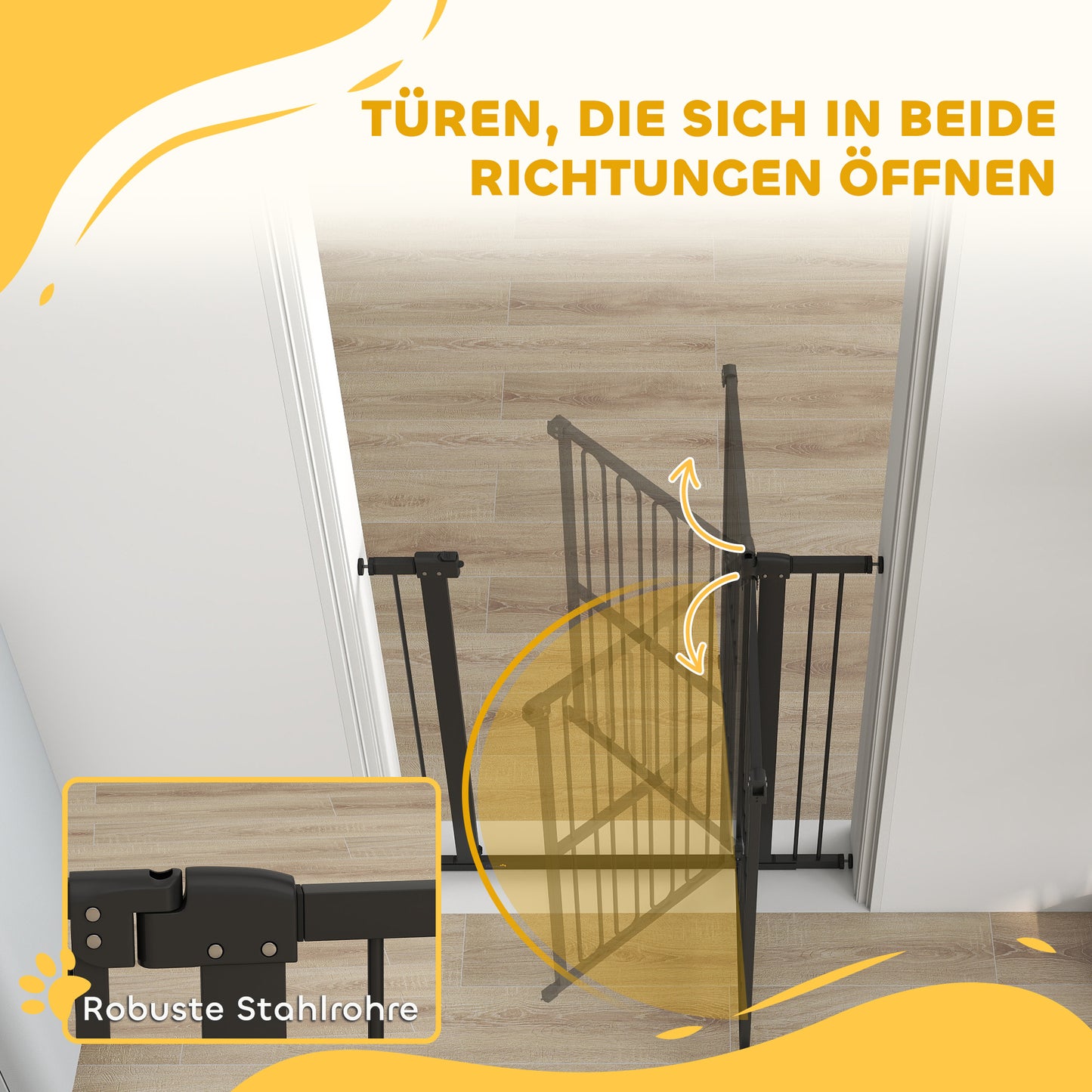 Deurbeveiliging Hondenhek – Traphekje – Huisdier Barrière – Honden Barrière – Verstelbaar Hek Zwart – 76-104 cm Breedte – Drukmontage Zonder Boren