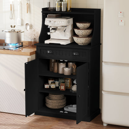 Opbergkast – Kast – Stellingkast – Opbergrek – Opbergmeubel – Dubbele Deuren – Verstelbare Planken – Zwart – Vintage Design – Hout & Vezelplaat – 3,2+ Kubieke Voet