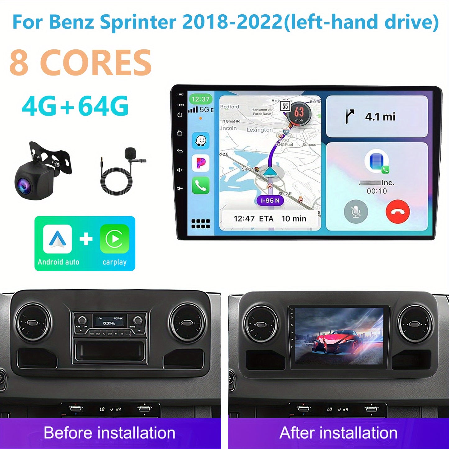 Car Stereo – Autoradio – Multimedia Systeem – Double Din Headunit – GPS Navigatie – 10,1 Inch Touchscreen – 4G Verbinding & Achteruitrijcamera