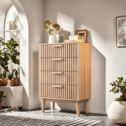 Commode – Ladekast – Dressoir – Opbergmeubel – Kastje – 4 Laden – Hout – 60x34x91 cm – Veilig ontwerp – Duurzaam MDF
