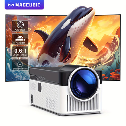 Mini Projector – Mini Beamer – Draagbare Beamer – Thuisbioscoop Beamer – Smart Projector – 150 Inch Scherm – Ultrakorte Werpafstand 0,6:1 – Full HD 1080p – Android 11 – Auto Focus – Keystone Correctie – Ingebouwde Speaker – WiFi 6 – Bluetooth 5.4