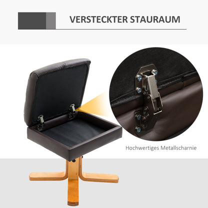 Relaxstoel – Fauteuil – Schommelstoel – Loungestoel – Tv-stoel – 360° Draaibaar – Verstelbare Rugleuning 145° – Houten Frame – Inclusief Voetenbank Bruin 80x86x99 cm