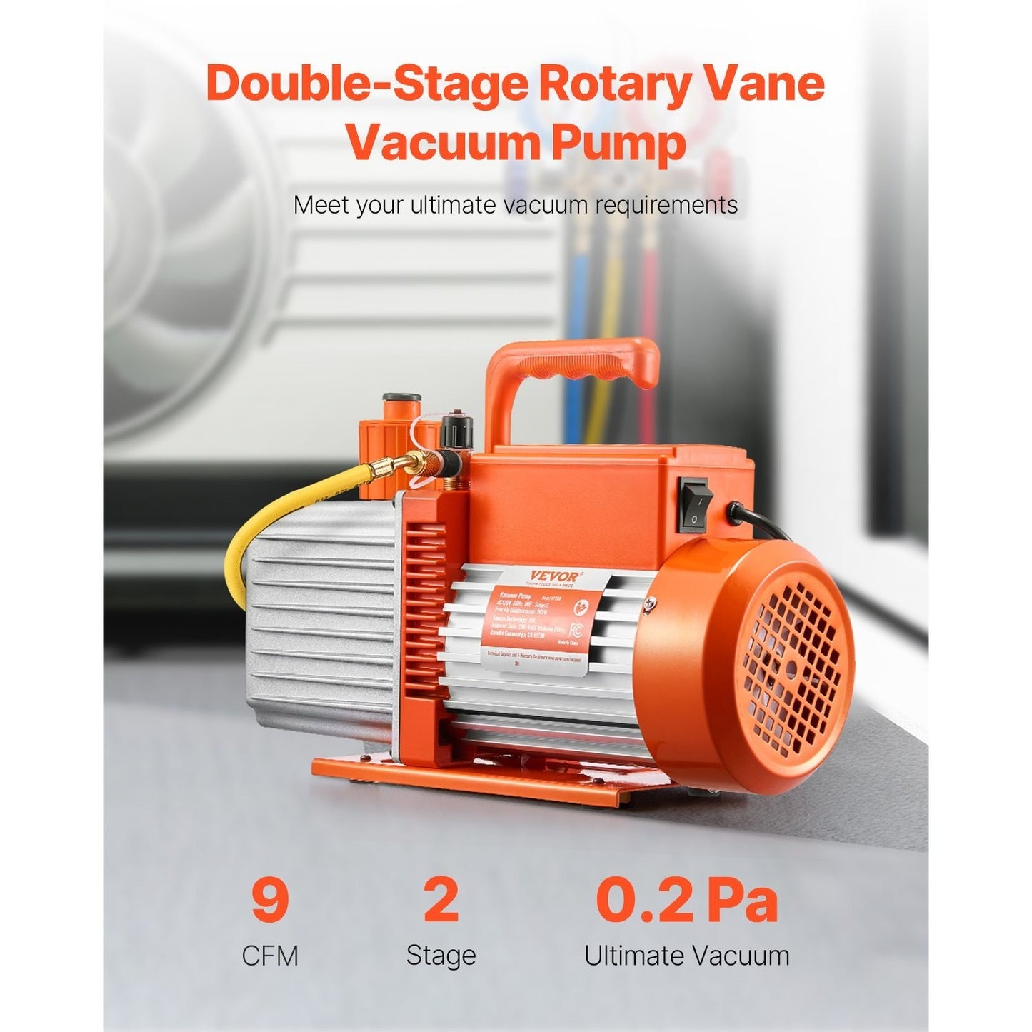 Vacuümpomp – Vacuümmachine – Airconditioningpomp – Koelvacuümpomp – 9 CFM Capaciteit – 2-Traps Motor Met Olievenster