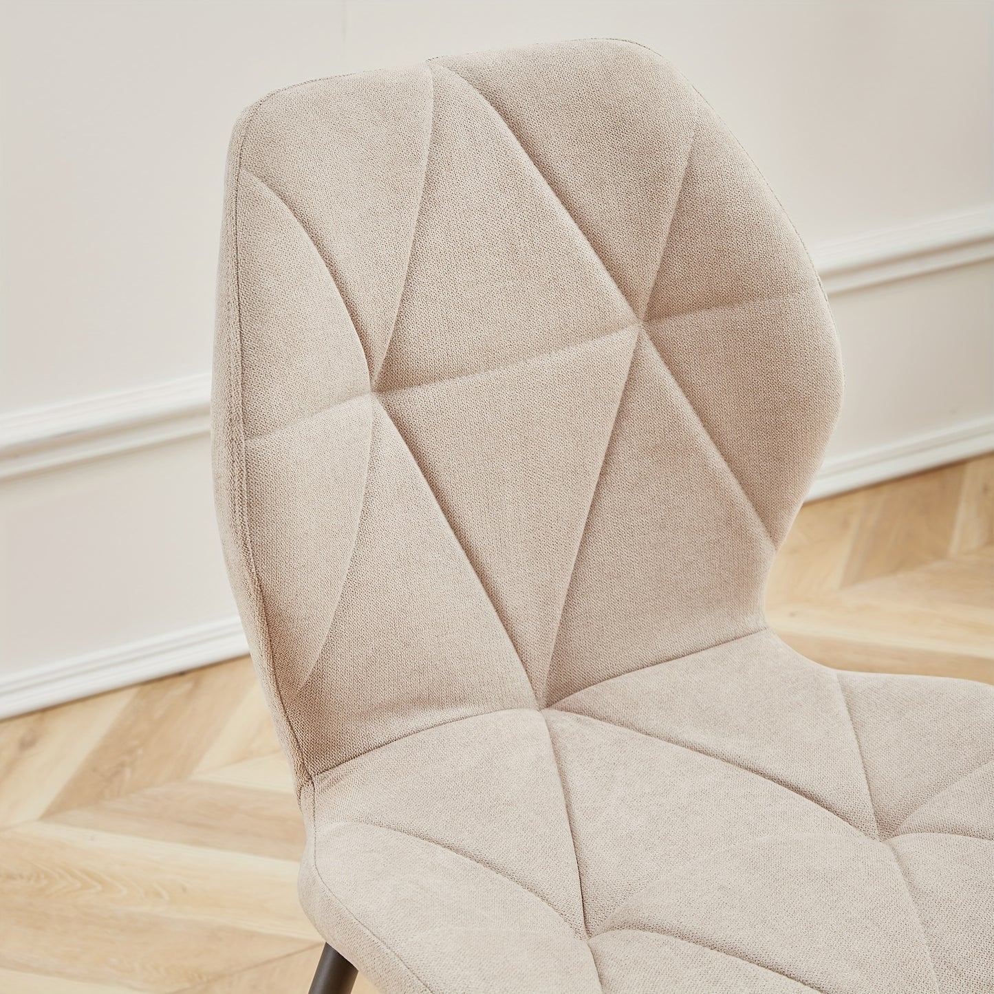 Eetkamerstoelen – Stoelen – Diningsstoelen – Keukenstoelen – Zithoekstoelen – Set van 4 Mid-Century Modern – Ergonomisch Zonder Armleuning – Linnen Bekleding Met Metalen Poten
