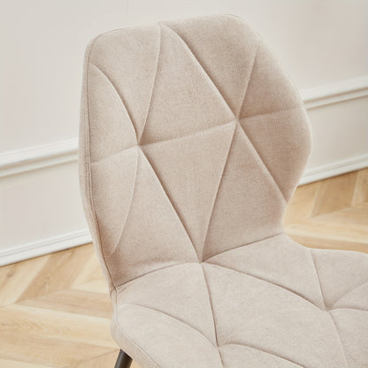 Eetkamerstoelen – Stoelen – Diningsstoelen – Keukenstoelen – Zithoekstoelen – Set van 4 Mid-Century Modern – Ergonomisch Zonder Armleuning – Linnen Bekleding Met Metalen Poten