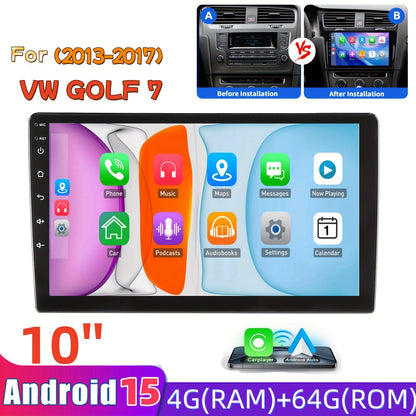 10 Inch Android 15 Autoradio – 2 DIN Head Unit – Multimedia Speler – Navigatiesysteem – Car Stereo – VW Golf 7 (2013-2017) – Groot IPS Touchscreen – Split-Screen Functie