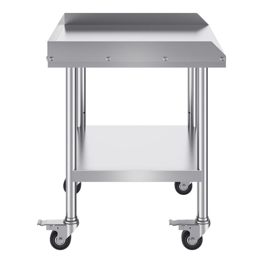 Roestvrijstalen Werktafel – RVS Keukentafel – Voedselbereidingstafel – Commerciële Werkbank – Mobiele Werktafel – 61x71x76 cm – 4 Wielen met Remmen