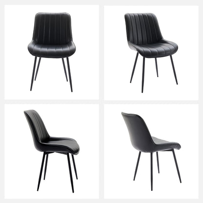 Eetkamerstoelen – Stoelen – Keukenstoelen – Caféstoelen – Zwarte Stoelen Set van 2 – Ergonomisch Design – Stevige Metalen Poten