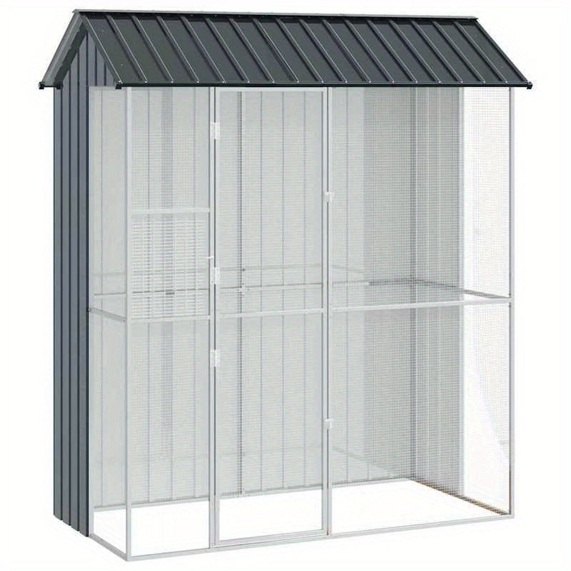 Buitenvolière – Vogelkooi – Vogelkooi Buiten – Vogelkooi Groot – Buitenren – Antraciet – Gegalvaniseerd Staal – Ruim 215x110x247 cm – Weerbestendig & Predatorbestendig