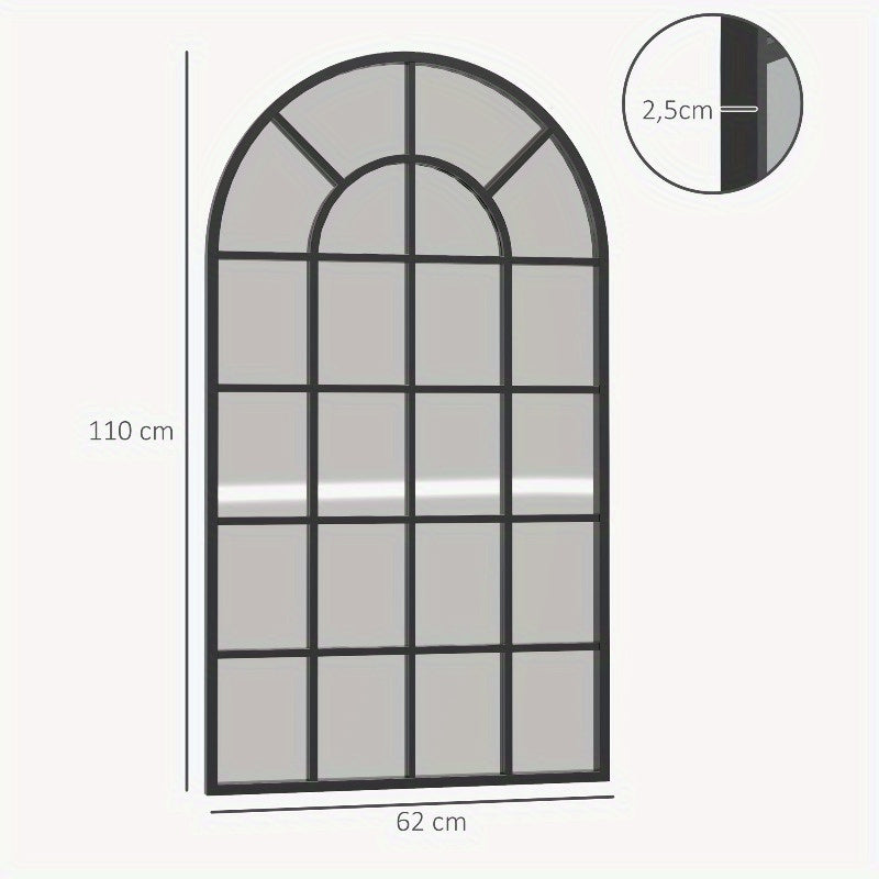 Volledige Lengte Spiegel – Vloerspiegel – Wandspiegel – Staande Spiegel – Badkamerspiegel – Zwart Metalen Frame – 110x62 cm – Duurzaam Kunststof Achterwand