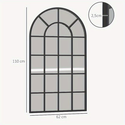 Volledige Lengte Spiegel – Vloerspiegel – Wandspiegel – Staande Spiegel – Badkamerspiegel – Zwart Metalen Frame – 110x62 cm – Duurzaam Kunststof Achterwand