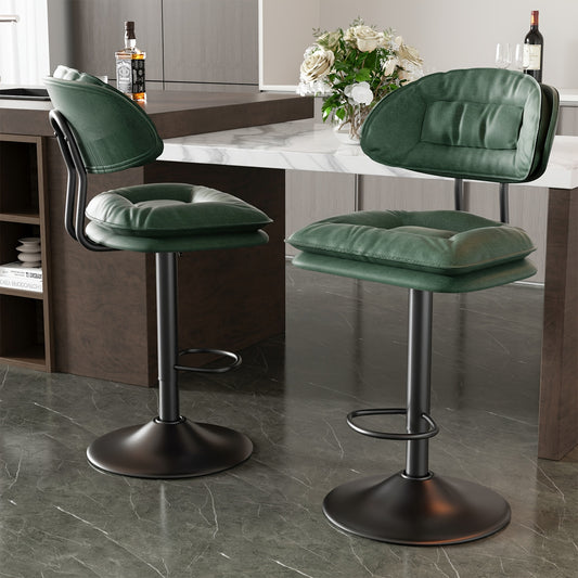 Barkrukken – Barstoelen – Barstoelen Met Rugleuning – Keukenkrukken – Barkrukken Set Van 2 – Ergonomisch – Verstelbaar In Hoogte – 360° Draaibaar – Kunstleren Bekleding – Mid-Century Design