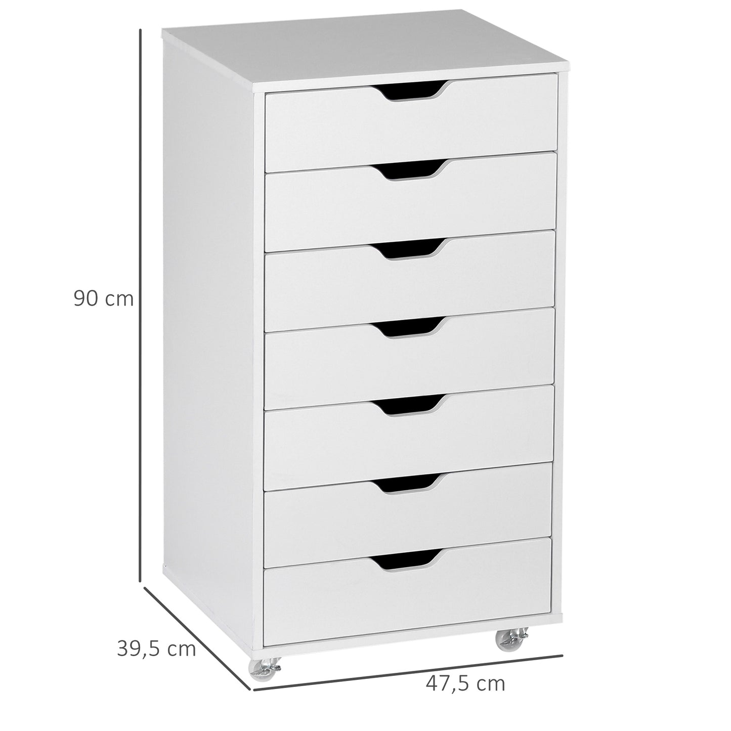 Mobiele Ladeblok – Kantoor Ladekast – Bureau Organizer – Opbergkast – Ladeblok Onder Bureau – 7 Laden – Witte Kleur – Verplaatsbaar Met Wieltjes – Anti-Kantel Veiligheid