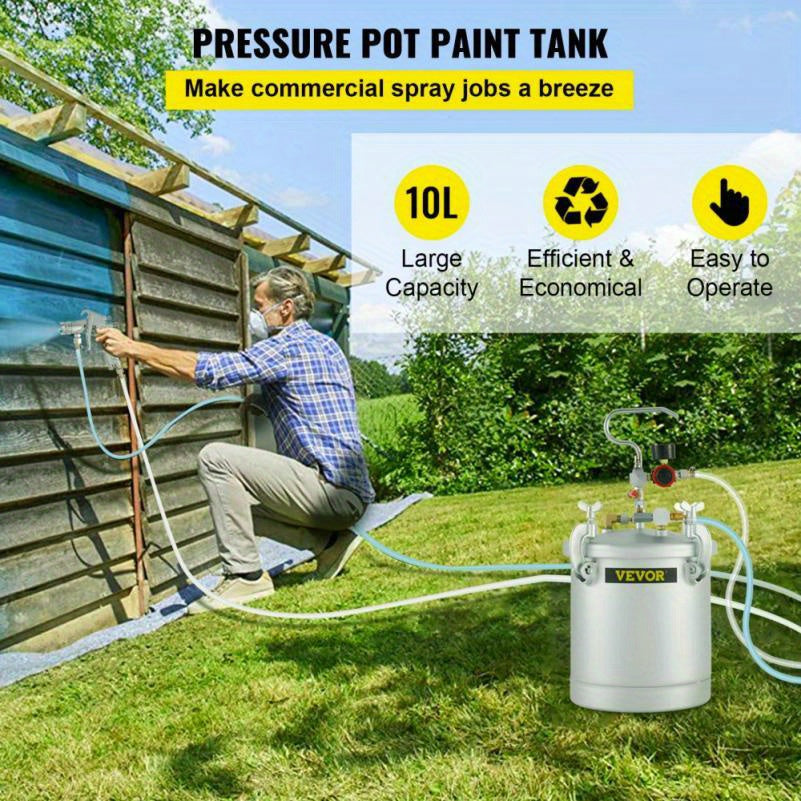Verfdrukpot – Verfspuit – Drukvat – Verfcontainer – Schilderspuit – 10 Liter Capaciteit – Stalen Behuizing – 1,5 mm Spuitmond – Zonder Batterij