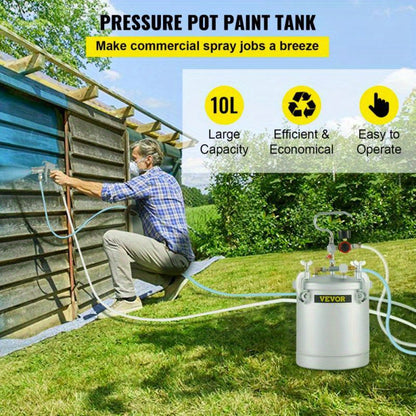 Verfdrukpot – Verfspuit – Drukvat – Verfcontainer – Schilderspuit – 10 Liter Capaciteit – Stalen Behuizing – 1,5 mm Spuitmond – Zonder Batterij