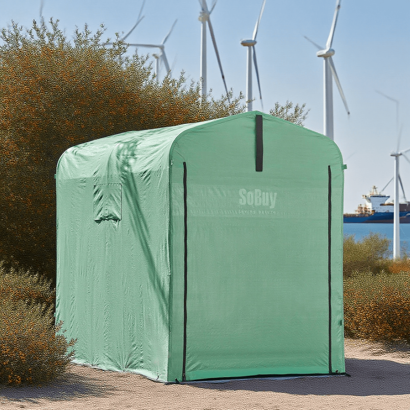 Fietsenstalling – Fietsenhok – Bike Shelter – Fietsenberging – Tuinhuisje – Weerbestendig Aluminium Frame – UV-Bestendig PE-Doek 120x163x176 cm Groen
