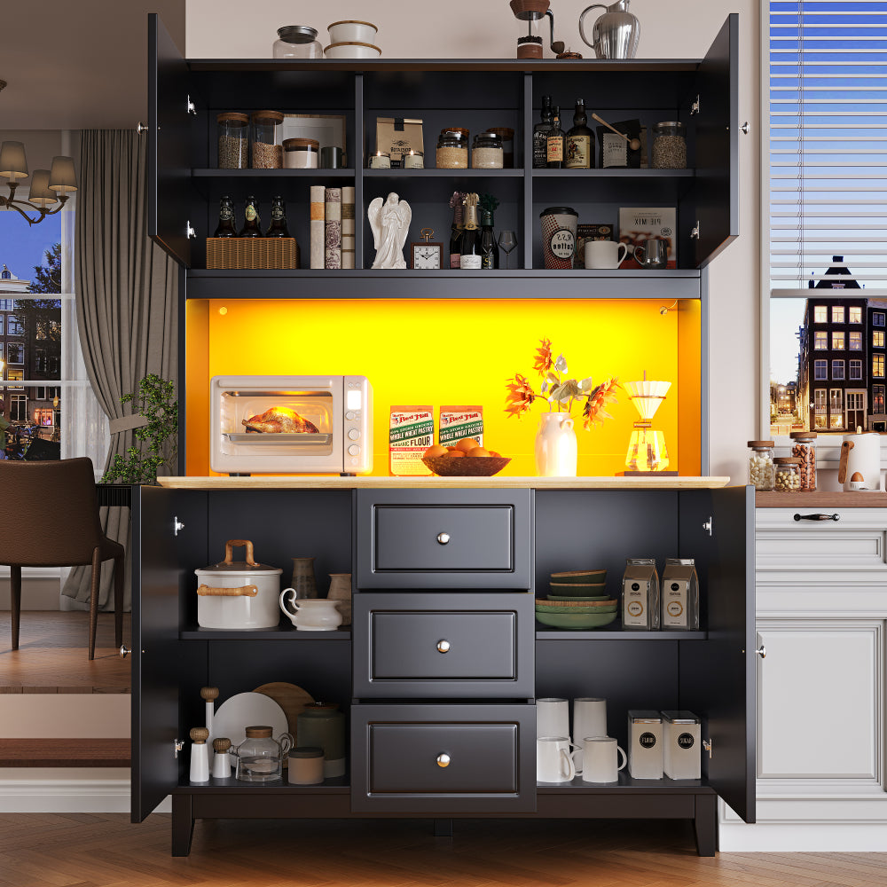 Kast – Opbergkast – Opbergrek – Wandkast – Stellingkast – Verstelbare 3-laags Kast – Anti-Kantelbeveiliging – Zwart MDF Metalen Constructie – 120x40x180 cm