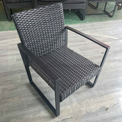 Loungeset – Tuinset – Zitgroep – Tuinmeubelen – Loungebank – Weerbestendig Metaal – Polyrattan – Inclusief Kussens – Glazen Tafelblad