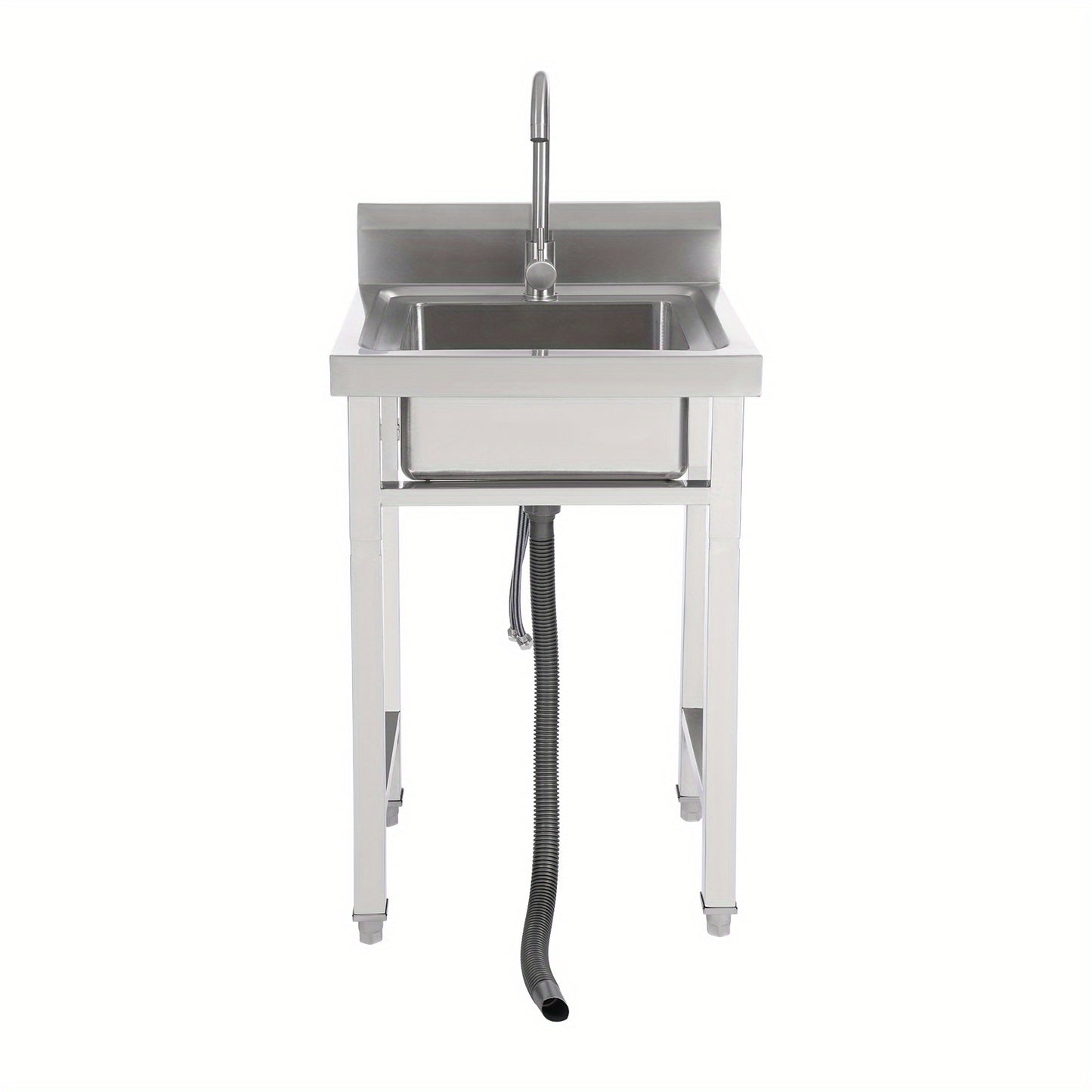 TOOL1SHOOO 201 Stainless Steel Commercial Sink Set, equipped with a 360° rotating faucet, large capacity sink dimensions of 35.0 x 30.99 x 19.0 cm, adjustable foot pads, with a filter basket and lid, suitable for cafes, rest