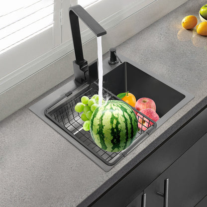 Keukenspoelbak – Spoelbak – Wasbak – Gootsteen – Afwasbak – 201 RVS – Mat Zwart – 45x40 cm – Inclusief Kraan & Zeepdispenser