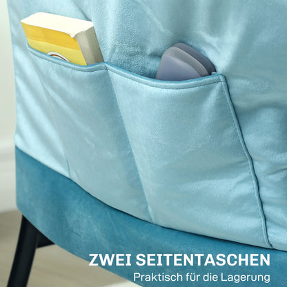 Blauwe Accentstoel – Moderne Fauteuil – Gestoffeerde Stoel – Design Zitmeubel – Opbergruimte Stoel – Gestoffeerd Zitvlak – Stevige Stalen Poten