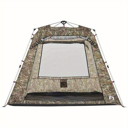 4-Persoons Tent – Kampeertent – Buitentent – Vissertent – Snel Opzetten – Lichtgewicht Polyester – Camouflage Groen – Met Ritsen Ventilatie