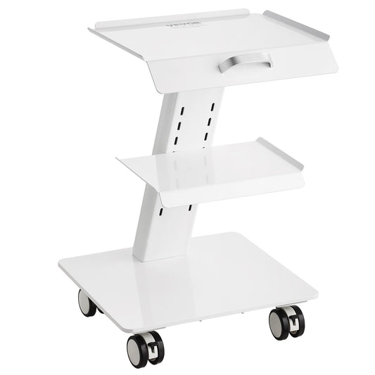 Labwagen – Mobiele Trolley – Werkwagen – Servicekar – Transportkar – Roestvrij Staal – 3-Laags – Geruisloze Zwenkwielen