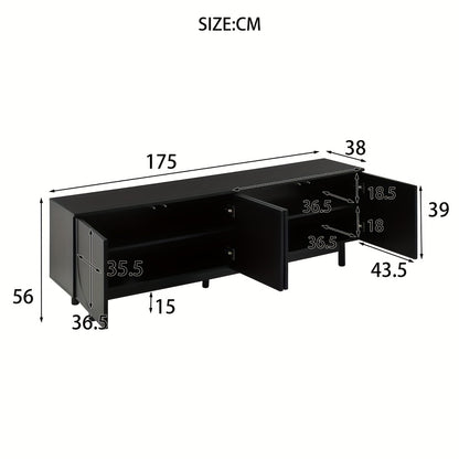 Tv-meubel – Tv-meubelkast – Lowboard – Mediameubel – Tv-meubel zwart – Verstelbare planken – 175 cm breed