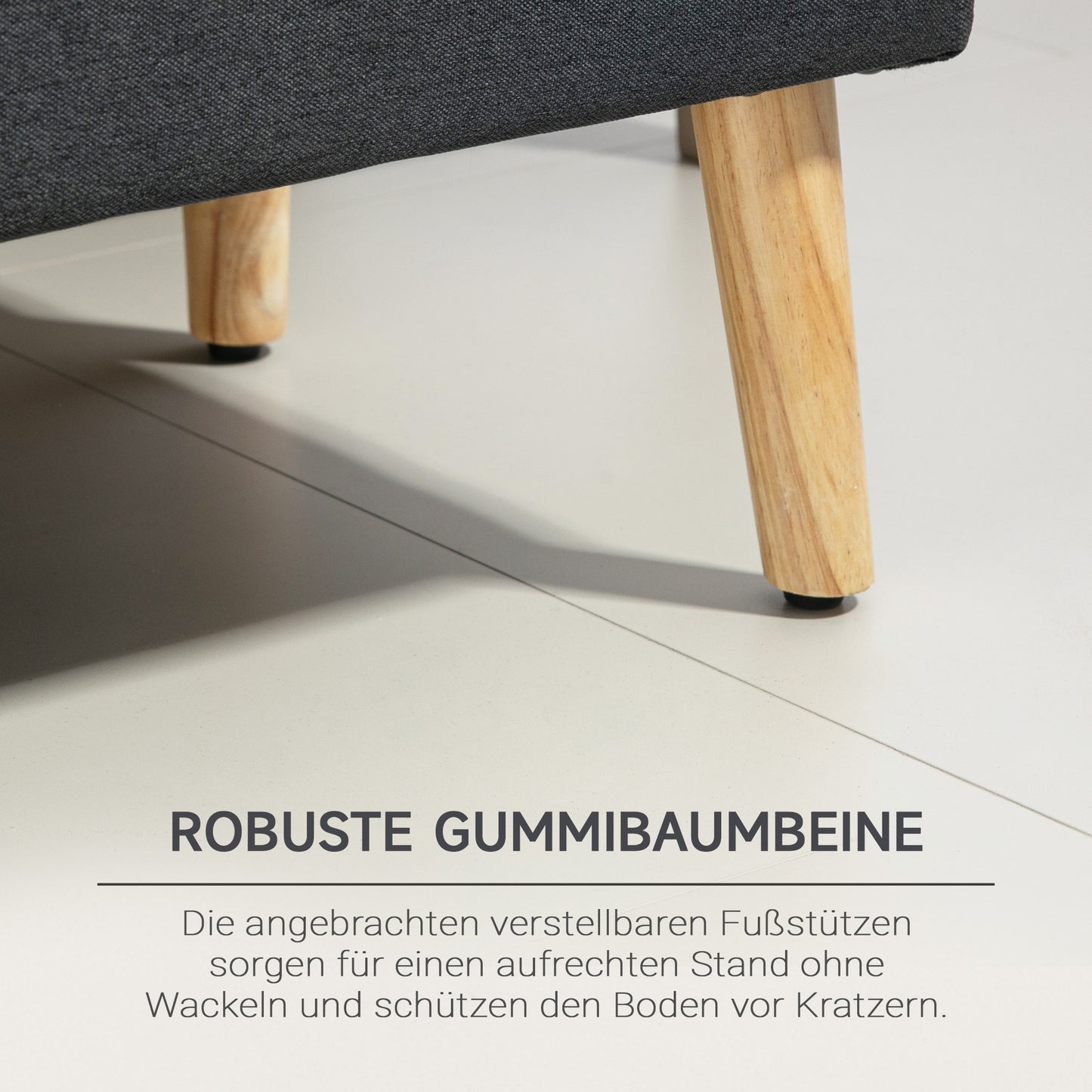 Gestoffeerde Bank – Opbergbank – Zitbank – Bedbank – Linnen Bank – Donkergrijs – Rubberhouten Frame – Compact 110x39x45 cm