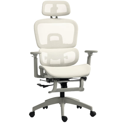 Ergonomische Bureaustoel – Kantoorstoel – Werkstoel – Deskchair – Bureaustoel Beige – Ademend Mesh – Verstelbare Hoofdsteun en Armleuningen
