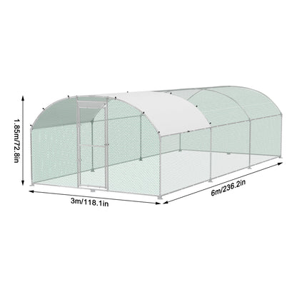 Buitenverblijf kippenhok – Ren – Dierenkooi – Kippenren – Buitenren – 3x6x2 meter – Gegalvaniseerd Stalen Frame – UV-bestendig PE Dak