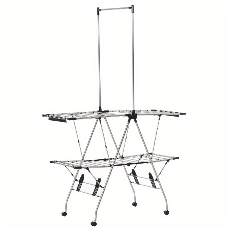 Wasrek – Droogrek – Droogtoren – Wastoren – Wasdroger – Inklapbaar – Telescopisch – Groot Formaat 138,5x63x208 cm – Stevig Metaal – Binnen en Buiten Gebruik