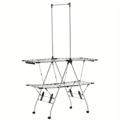 Wasrek – Droogrek – Droogtoren – Wastoren – Wasdroger – Inklapbaar – Telescopisch – Groot Formaat 138,5x63x208 cm – Stevig Metaal – Binnen en Buiten Gebruik