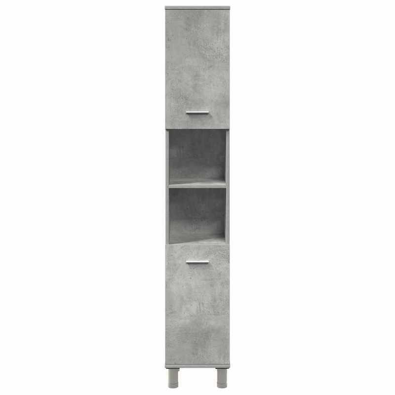 Badkamermeubelset – Badmeubelset – Wastafelmeubel – Badkamerkast – Spiegelkast – 3-delig – Betongrijs Houtlook – Duurzaam Materialen – Zonder Stroom