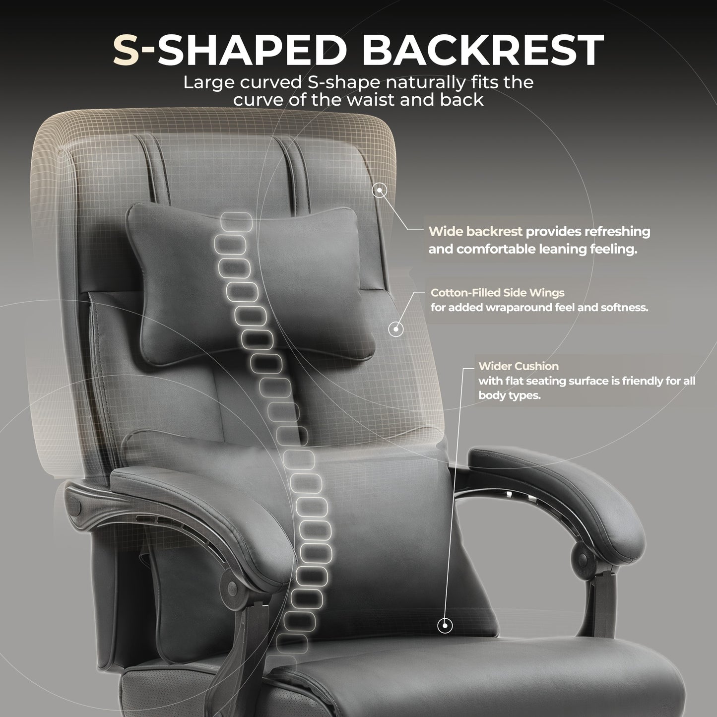Gamingstoel – Gamestoel – Gaming Chair – Bureaustoel – Game Stoel – Ergonomisch – Grote Zitting – Kunstleer & Stof – Verstelbare Voetensteun – Max 158 kg