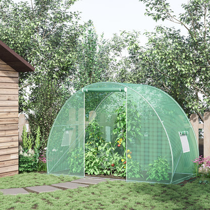 Tunnelkas – Kweekkas – Serre – Groentekas – Beschermhoes – 4,5 m² – Gehard Stalen Frame – Zipper Deur en 2 Roll-Up Ramen – Groen