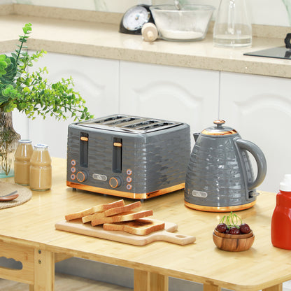 2-in-1 Broodrooster en Waterkoker – Toaster – Kettle – Ontdooien – Opwarmen – Grijs – 7 Bruiningsniveaus – Compact Design