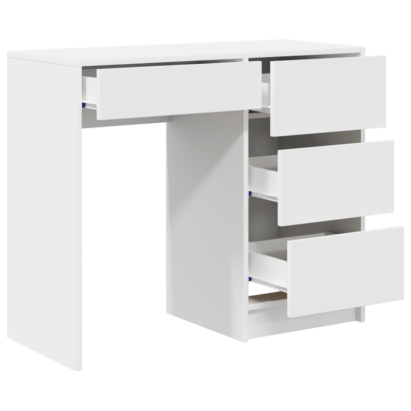 Bureau – Computertafel – Bureautafel – Werktafel – Schrijftafel – Wit Design – MDF & Hardhout – Met Lades en Opbergruimte