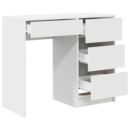 Bureau – Computertafel – Bureautafel – Werktafel – Schrijftafel – Wit Design – MDF & Hardhout – Met Lades en Opbergruimte