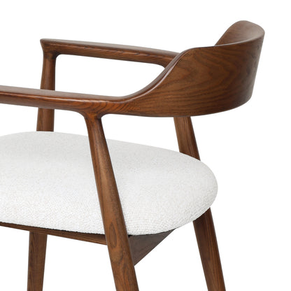 Fauteuil – Kuipstoel – Armstoel – Relaxstoel – Loungestoel – Mid-Century Design – Walnoot en Wit Essenhout – Comfortabele Foam Zitting met Textuurbekleding