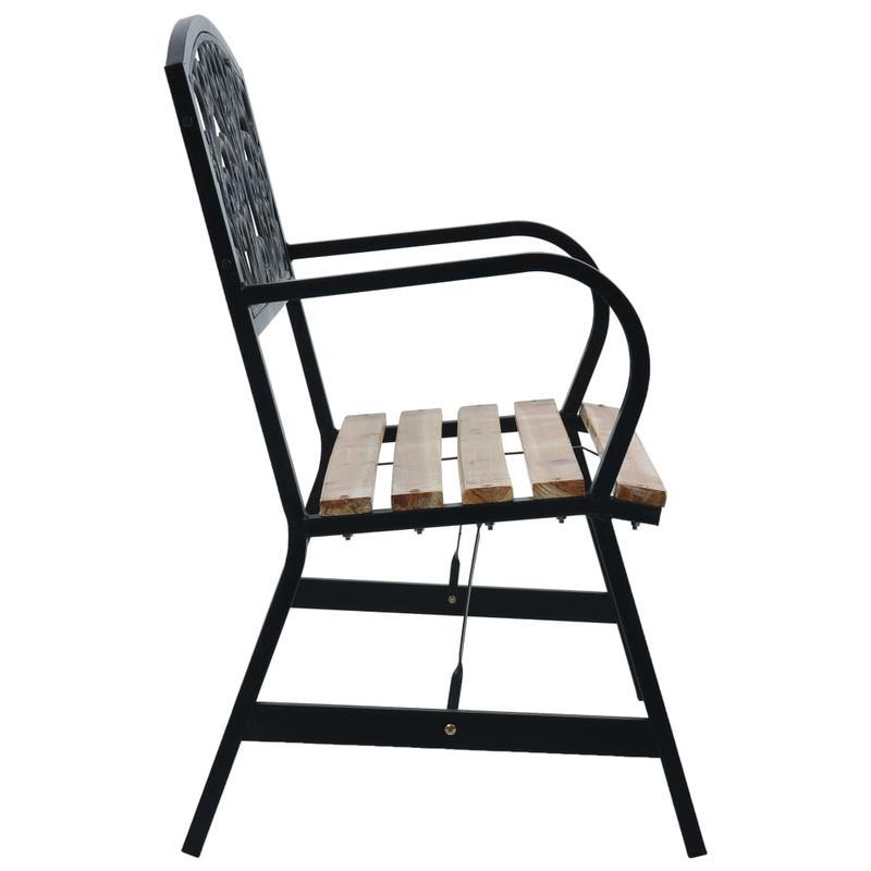 Tuinbank – Buitenbank – Tuinmeubel – Loungebank – Bierbank – Zwart Stalen Frame – 120 cm Hout