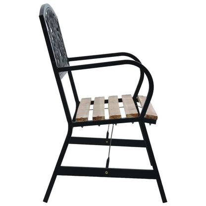Tuinbank – Buitenbank – Tuinmeubel – Loungebank – Bierbank – Zwart Stalen Frame – 120 cm Hout