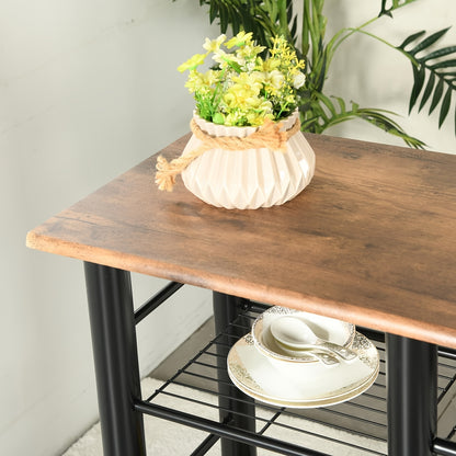 Eettafel – Tafel – Keukentafel – Eethoek – Kloostertafel – Industrieel Design – Massief Hout Met Opbergruimte – Inklapbare Krukjes – Bruin