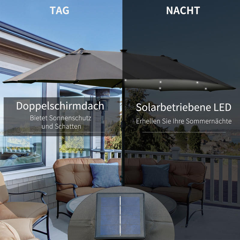 Grote Tuinparasol – Rechthoekige Parasol – Terrasparasol – Balkonparasol – Zwembadparasol – Stevig Stalen Frame – 440x260 cm – Handmatige Slingerbediening – Waterafstotende Stof