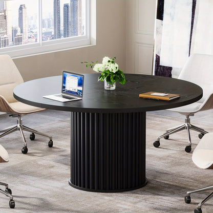 Ronde Vergadertafel – Vergadertafel – Werktafel – Eettafel – Overlegruimte – Compact 120 cm – Houten Blad Met Metalen Onderstel