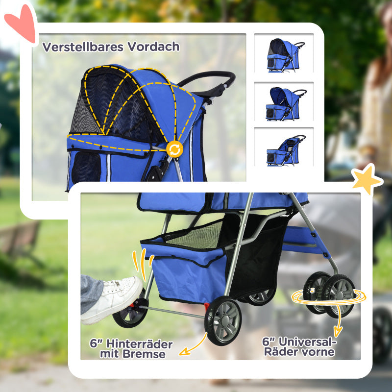 Hondenwagen – Hondenbuggy – Hondentrolley – Wandelwagen – Pet Stroller – All-Terrain Wielen Met Vering – Opvouwbaar Lichtgewicht Met Bekerhouder