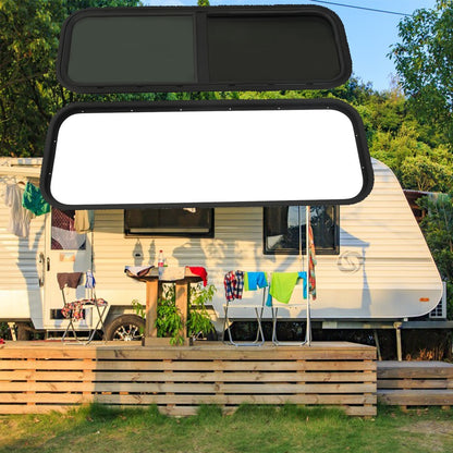 Caravanraam – Camperraam – Zijraam – Schuifraam – Venster – 900x300 mm – Getint Gehard Glas – Ingebouwd Muskietenscherm