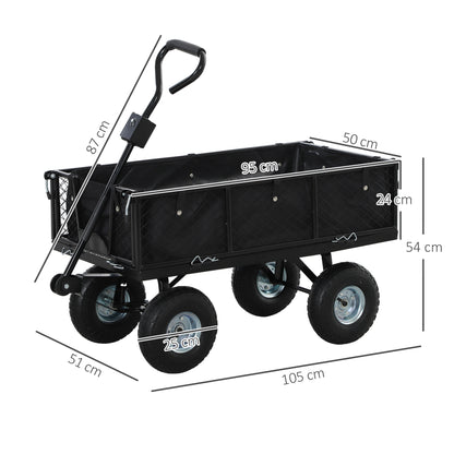 Tuinwagen – Tuinkar – Transportwagen – Bolderkar – Handwagen – Max. 300 kg – Inklapbare Zijden & 180° Draaibaar Handvat