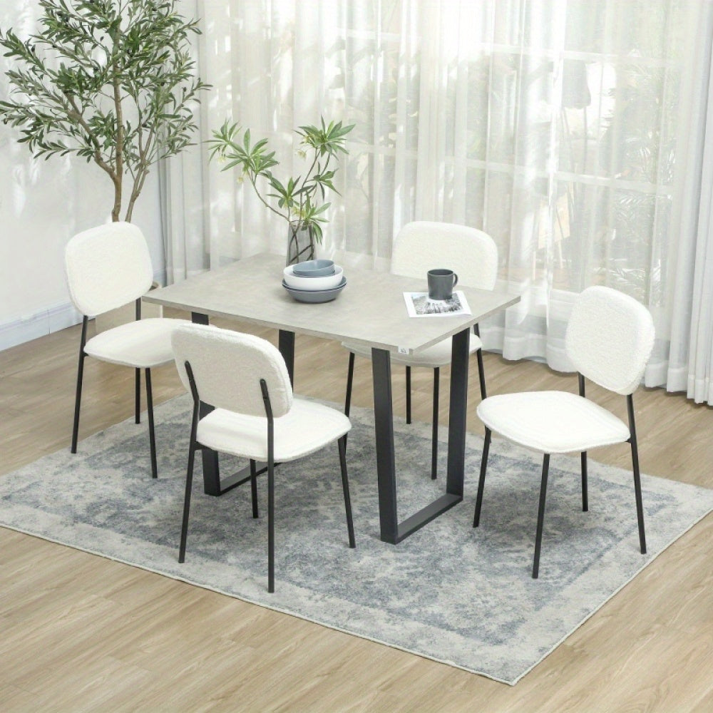 Eetkamerstoelen – Stoelen – Kuipstoelen – Keukenstoelen – Woonkamerstoelen – Set van 4 – Fluwelen Bekleding – Met Stalen Poten – Wit